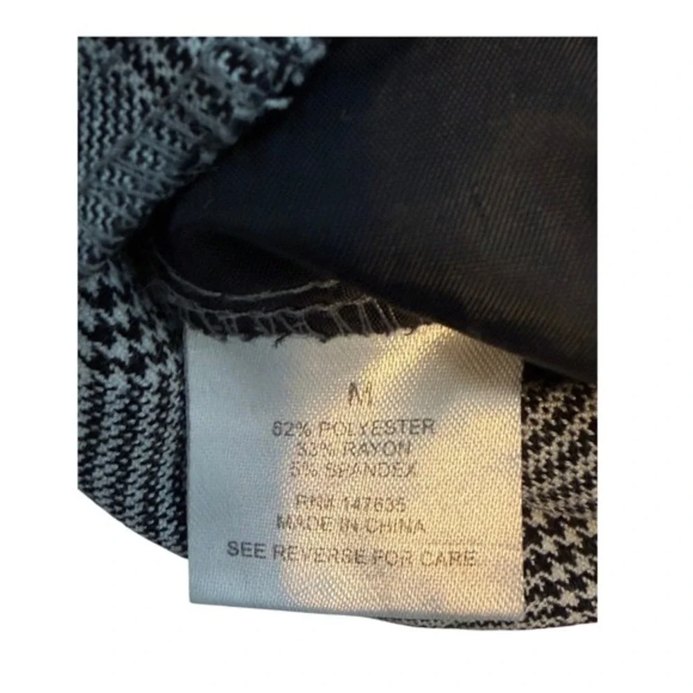 Romeo &‎ Juliet Couture Houndstooth Print Pants Black White Plaid Stretch Knit M